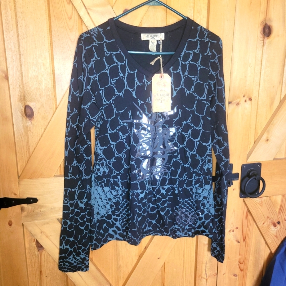 Ed Hardy Women's Long Sleeve Top Size Large  MADE IN USA